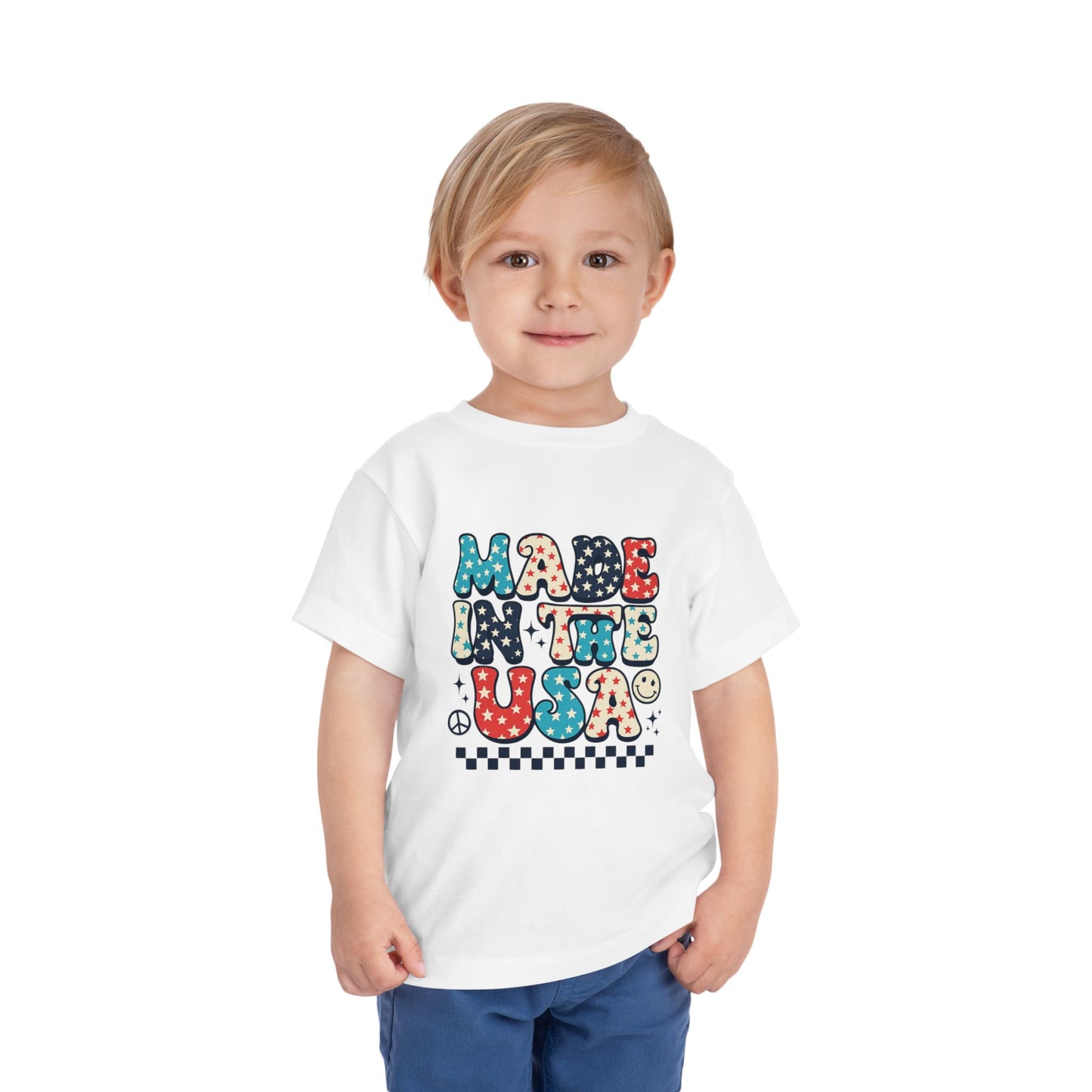 Toddler Tee Vintage Made in USA Retro Smiley Peace Sign Star Design