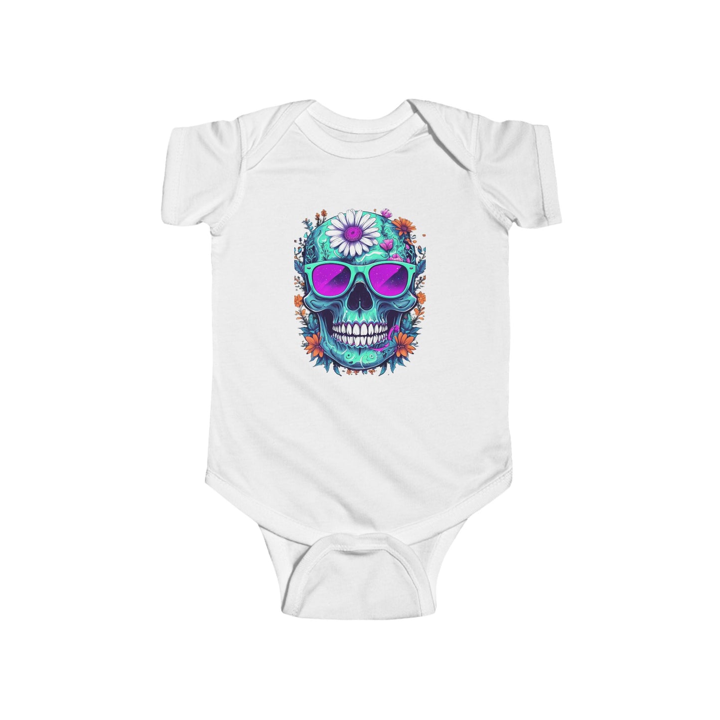Vibrant Sugar Skull Baby Bodysuit - Colorful Infant Outfit, Cute Baby Clothes, Fun Gift for New Parents, Halloween Costume, Year-Round Wear
