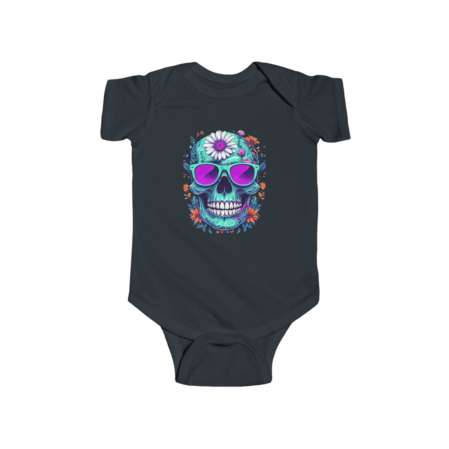 Vibrant Sugar Skull Baby Bodysuit - Colorful Infant Outfit, Cute Baby Clothes, Fun Gift for New Parents, Halloween Costume, Year-Round Wear