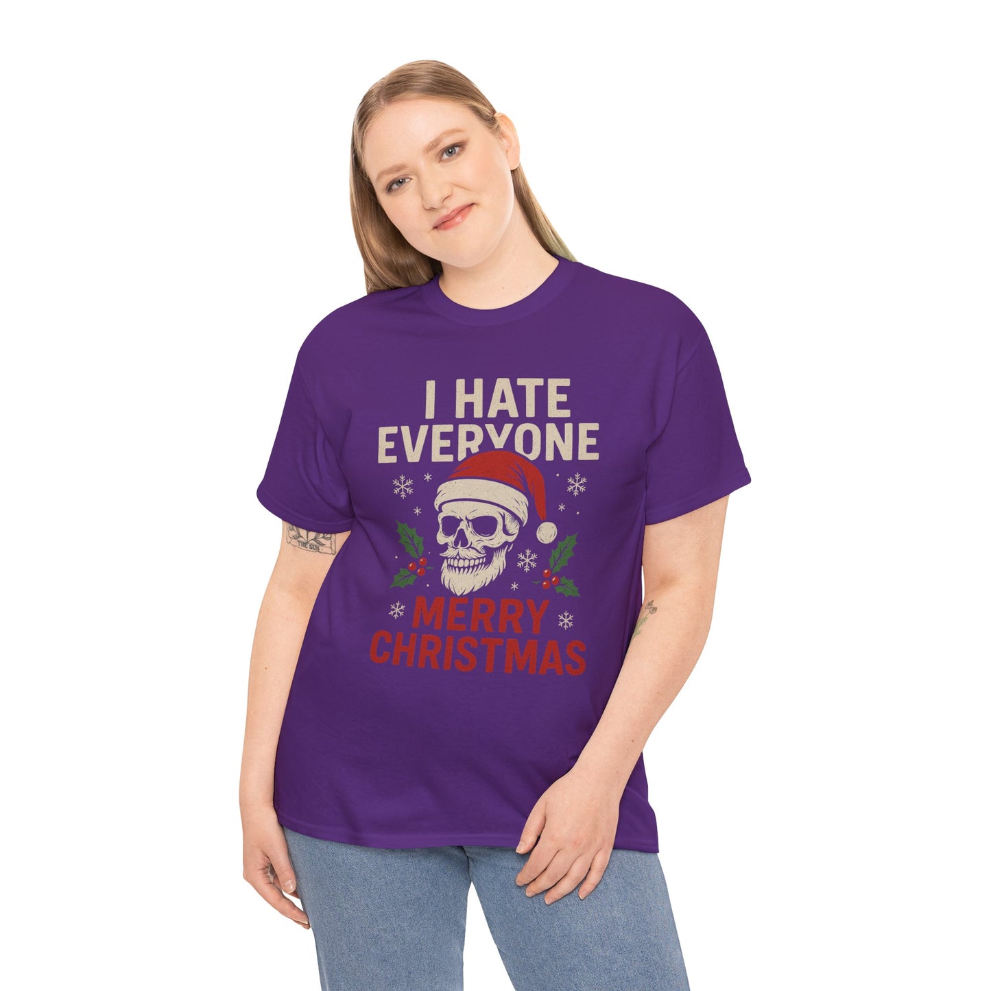 I Hate Everyone Merry Christmas Skull Tee