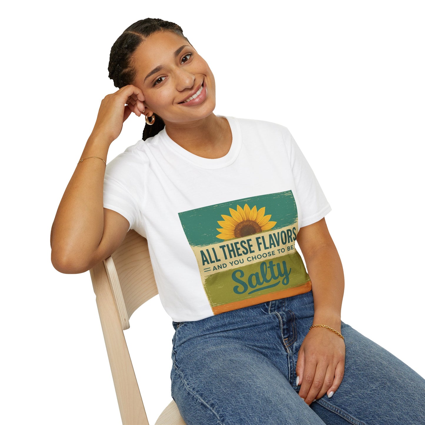 Sunflower Salty T-Shirt: Unisex Softstyle Tee for Sunshine Lovers, Casual Wear, Birthday Gift, Summer Vibes, Relaxed Style