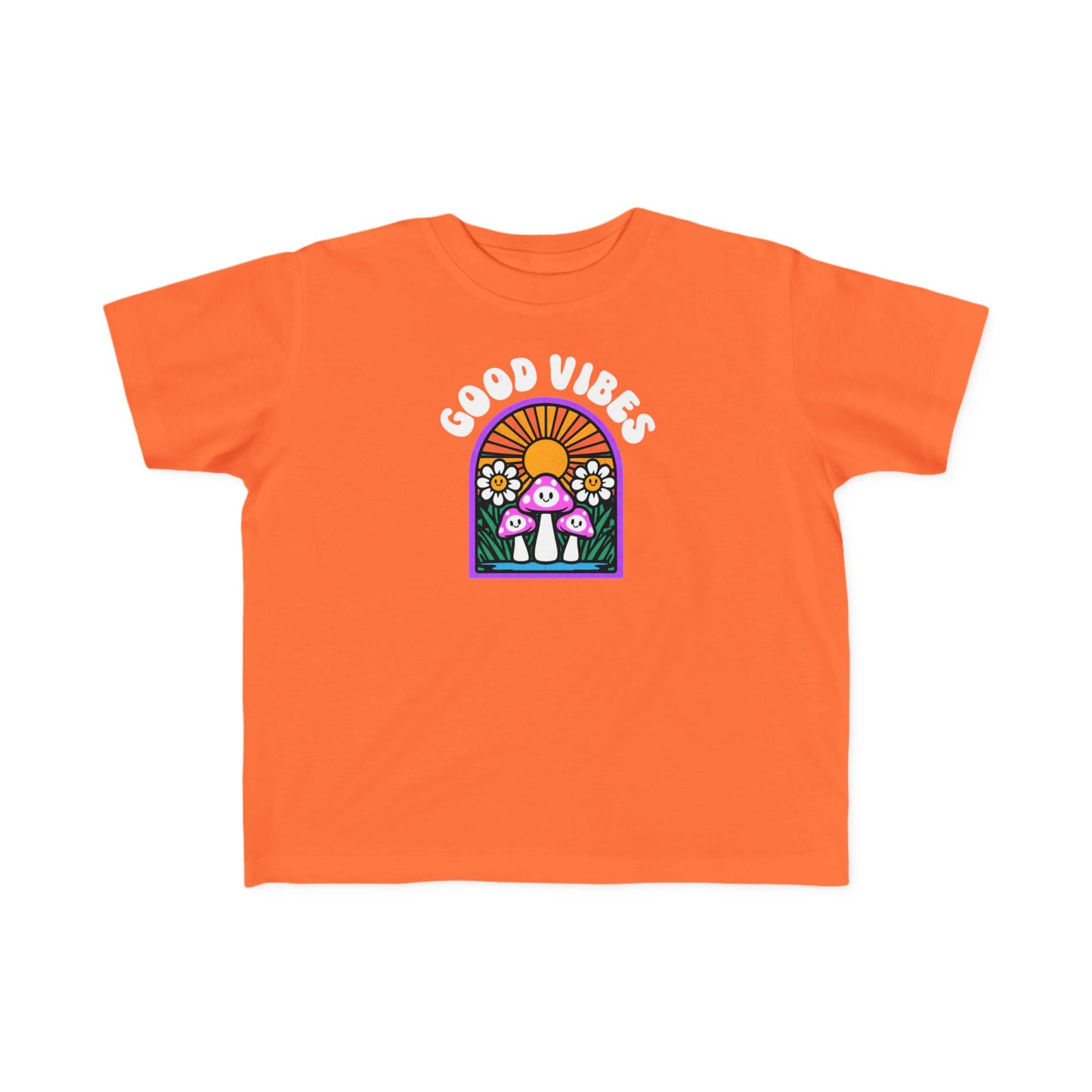Toddler's Good Vibes Tee - Bright Jersey T-Shirt for Kids, Fun Summer Wear, Gift for Birthdays, Playdates, Rainbow Theme