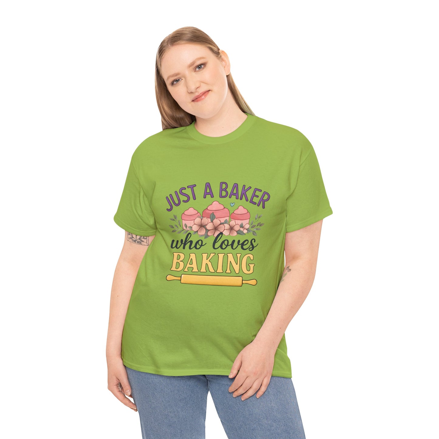 Baking Lover Tee with Cupcake and Rolling Pin Design