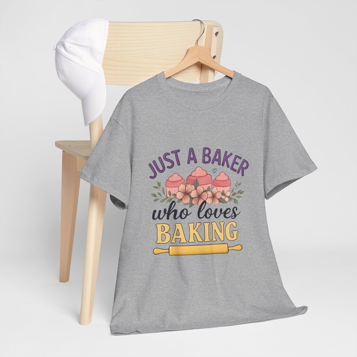 Baking Lover Tee with Cupcake and Rolling Pin Design