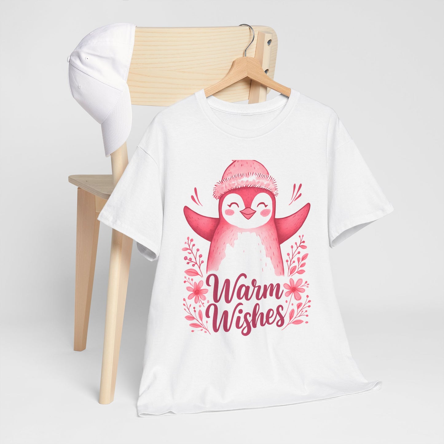 Warm Wishes Pink Penguin Tee - Holiday Tee