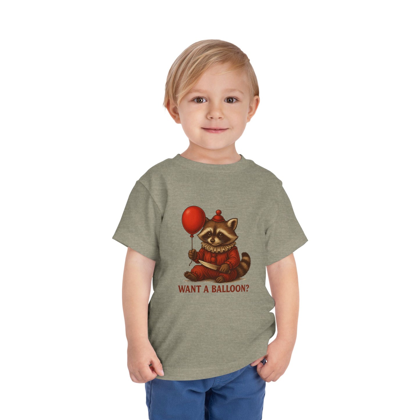 Toddler Halloween Tee with Seated Raccoon Clown Design