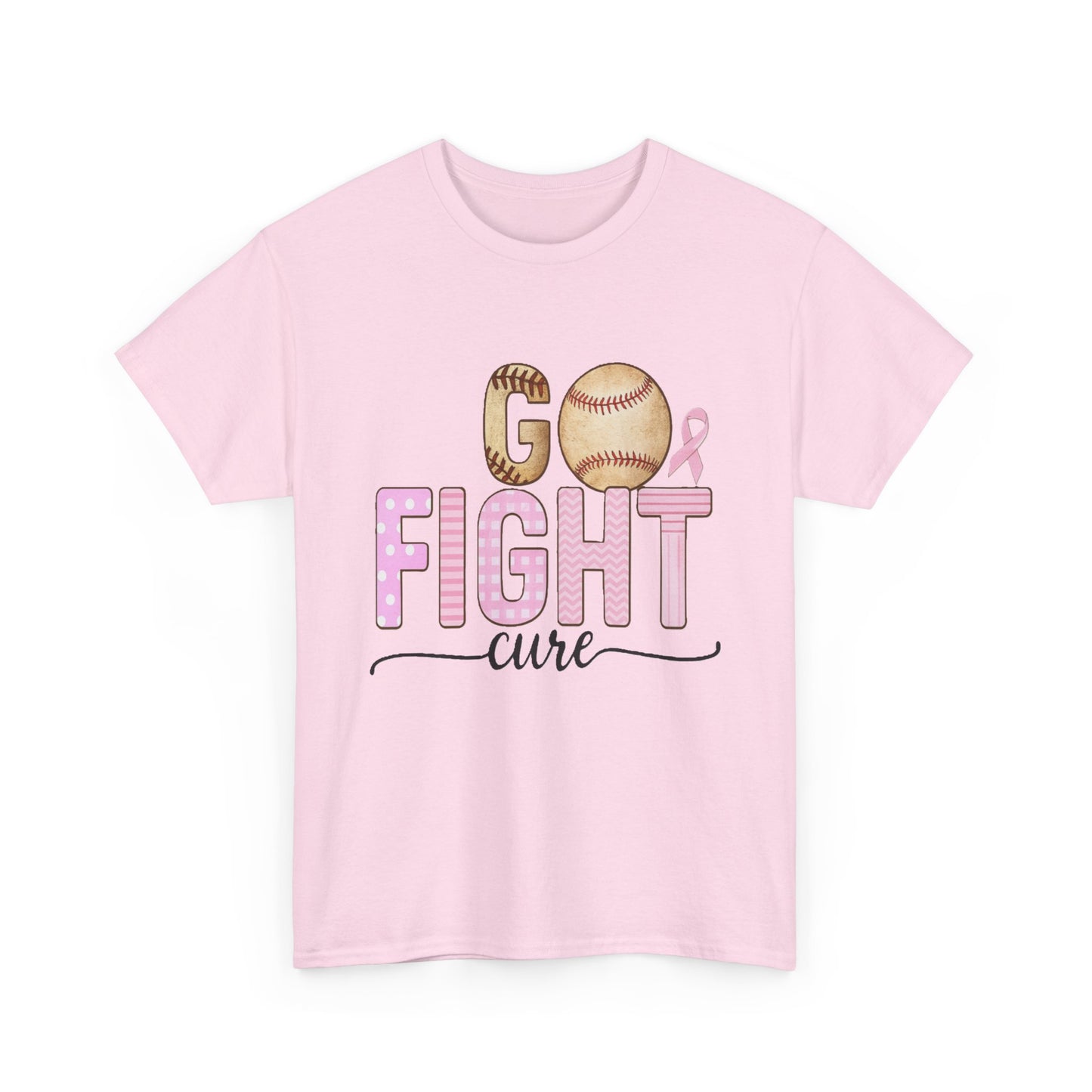 Go Fight Cure Baseball Pink Ribbon Awareness Tee