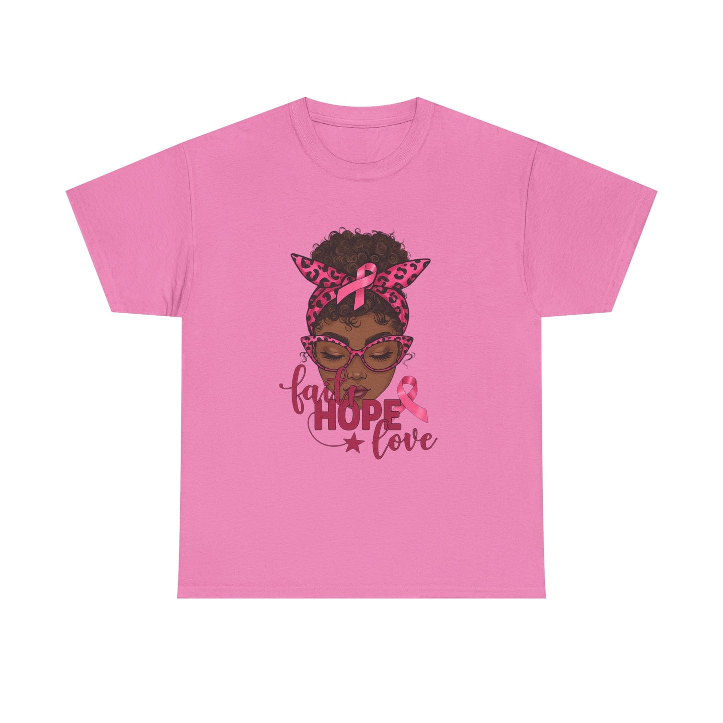 Hope Love Faith Black Woman Pink Ribbon Tee