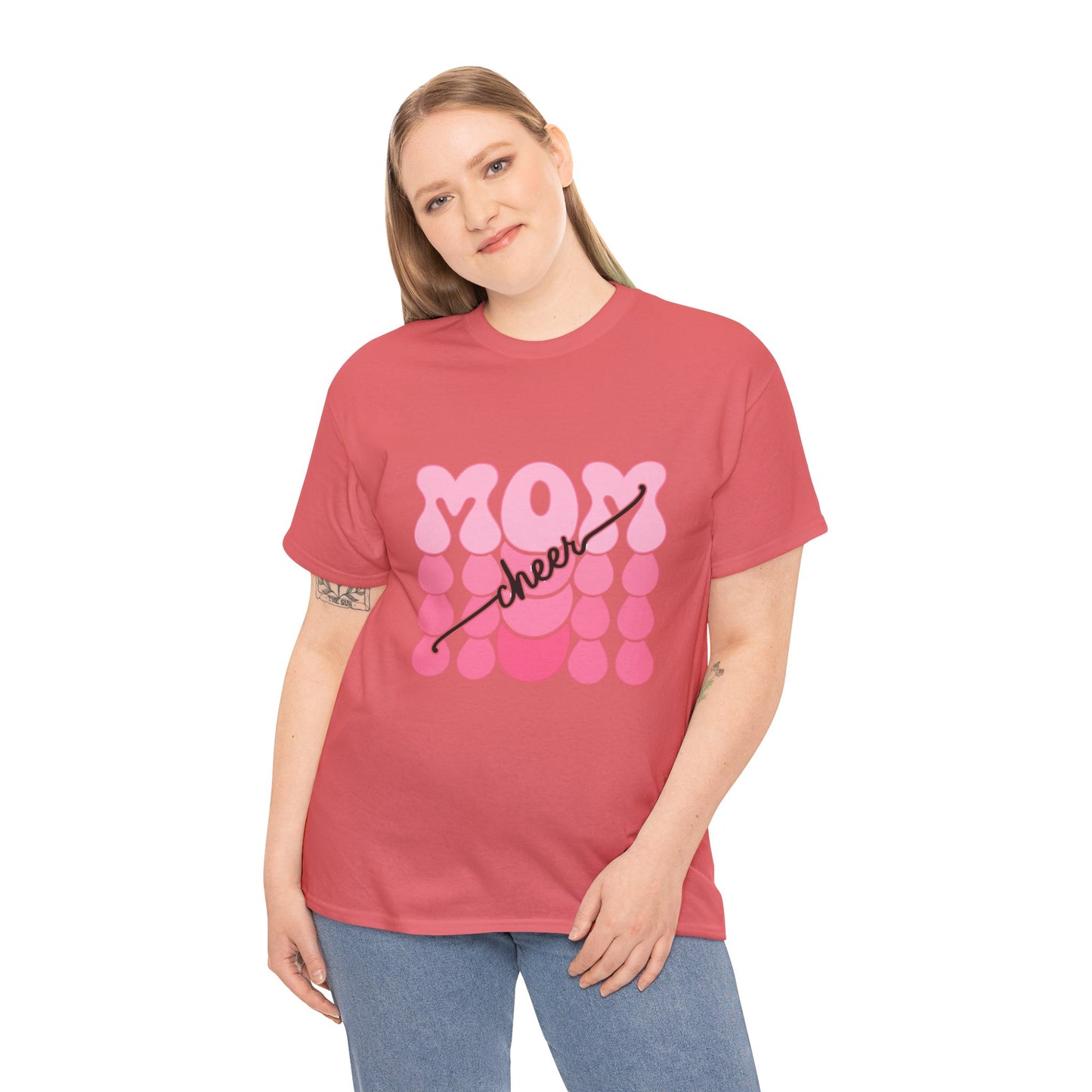 MOM Cheer – Pink Bubble Letter Spirit Tee