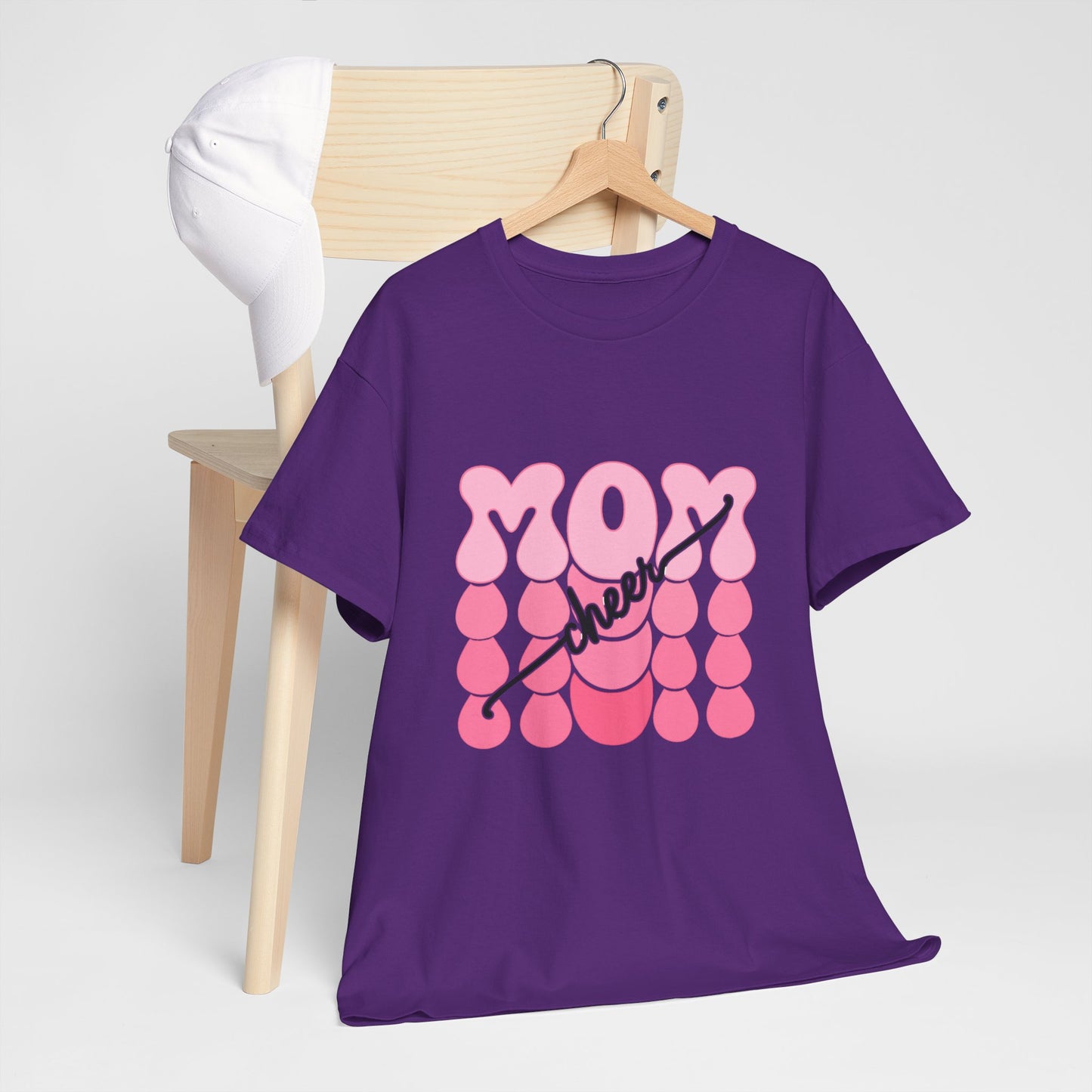 MOM Cheer – Pink Bubble Letter Spirit Tee
