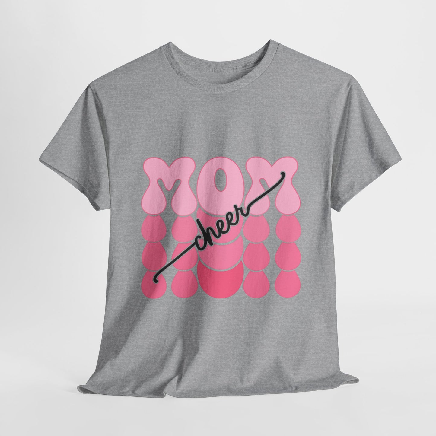 MOM Cheer – Pink Bubble Letter Spirit Tee