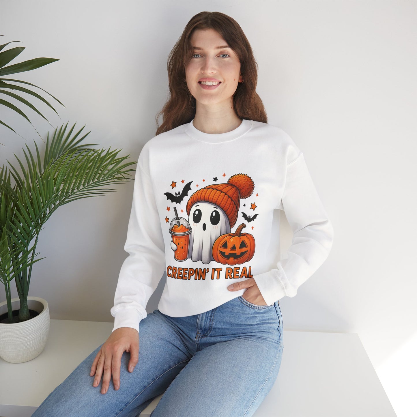 Creepin' It Real Ghost Halloween Sweatshirt