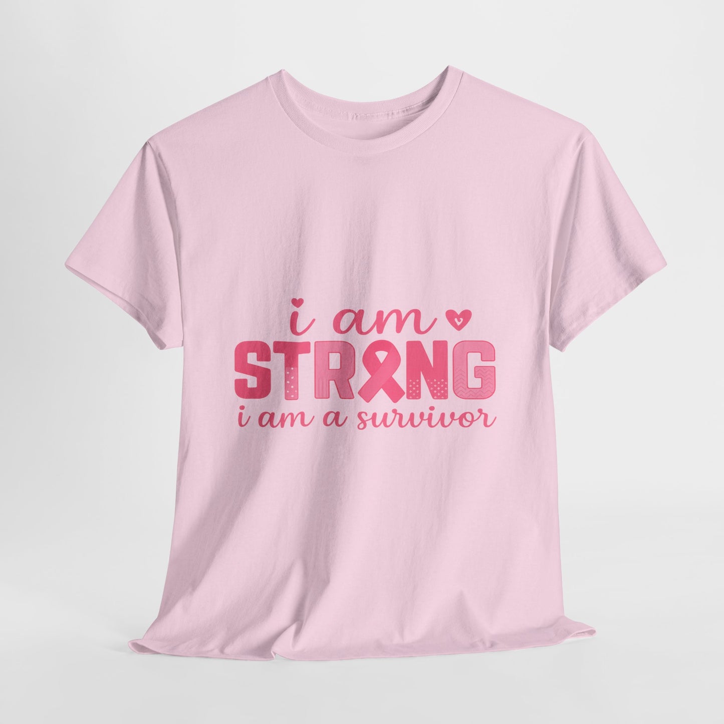 I AM STRONG - Pink Ribbon Breast Cancer Awareness Tee