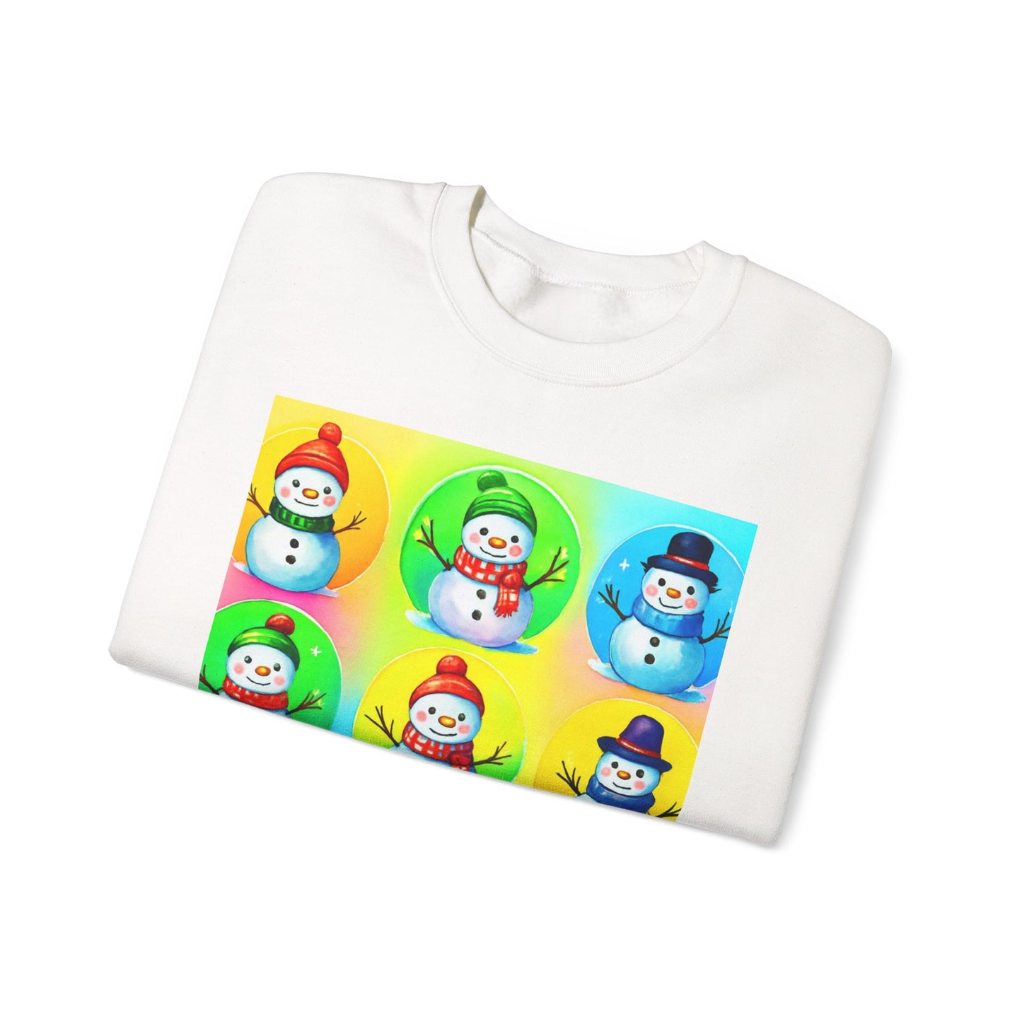 Snowmen Grid Crewneck Sweatshirt - Holiday Cartoon Style