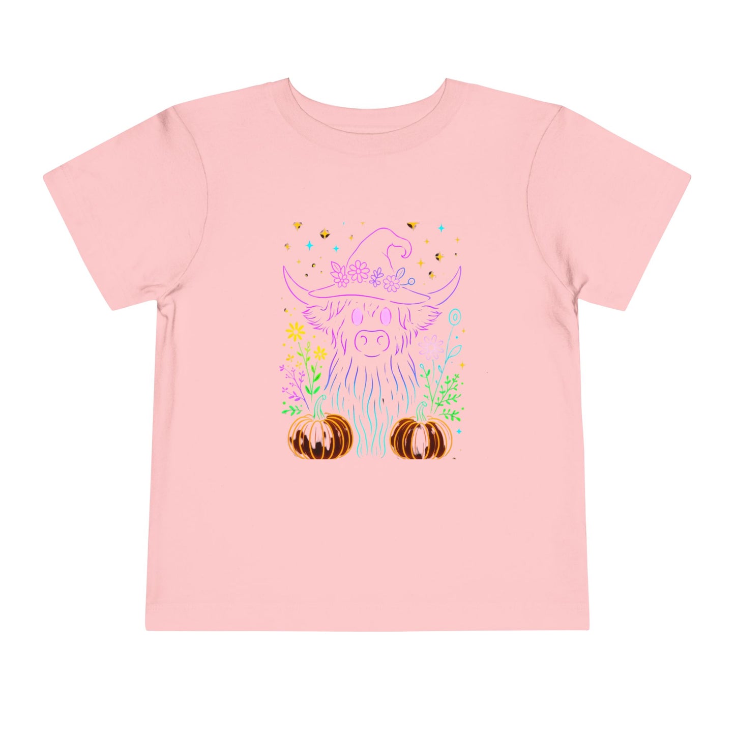 Toddler Tee Highland Cow Witch Hat Halloween Shirt