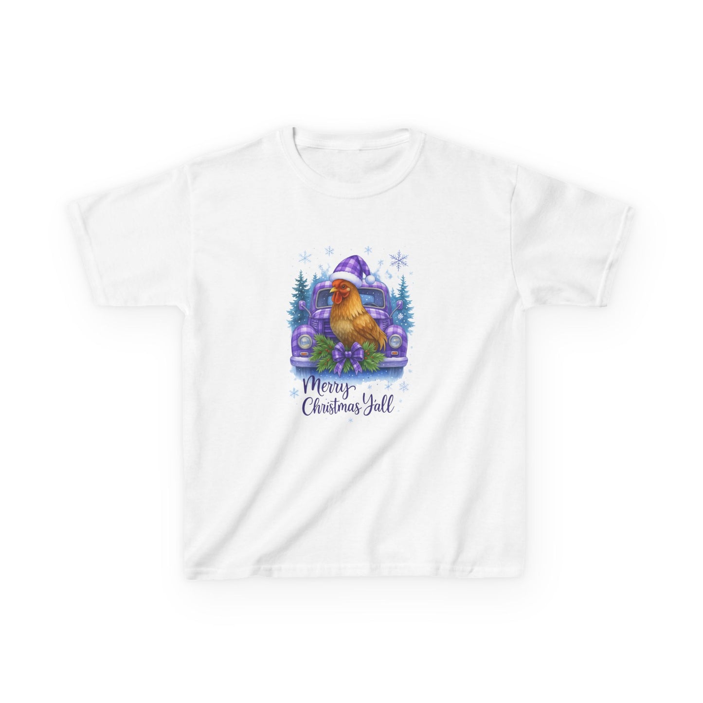 Merry Christmas Y'all Chicken Truck Tee - Kids Holiday Shirt