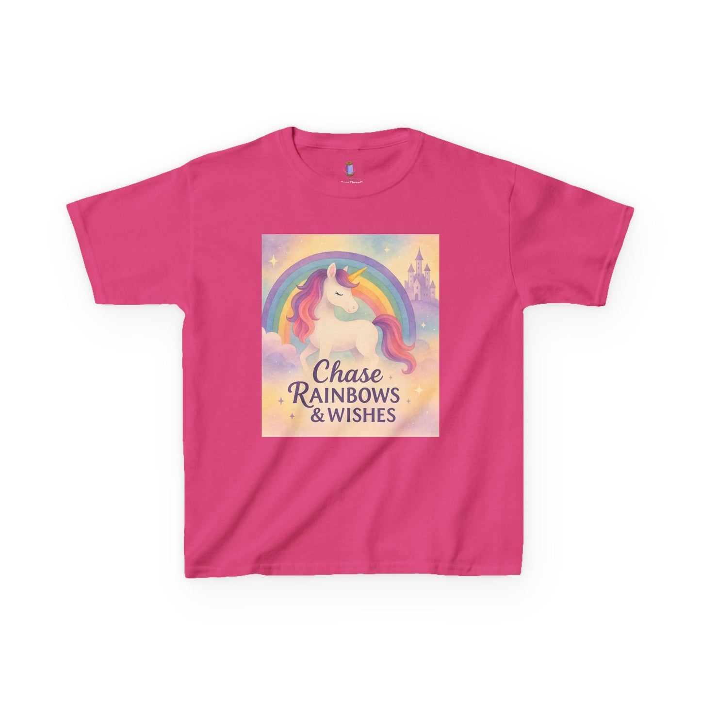 Chase Rainbows & Wishes Unicorn Kids Tee, Magical T-Shirt, Birthday Gift for Kids, Unicorn Lover Apparel, Playful Cotton Tee