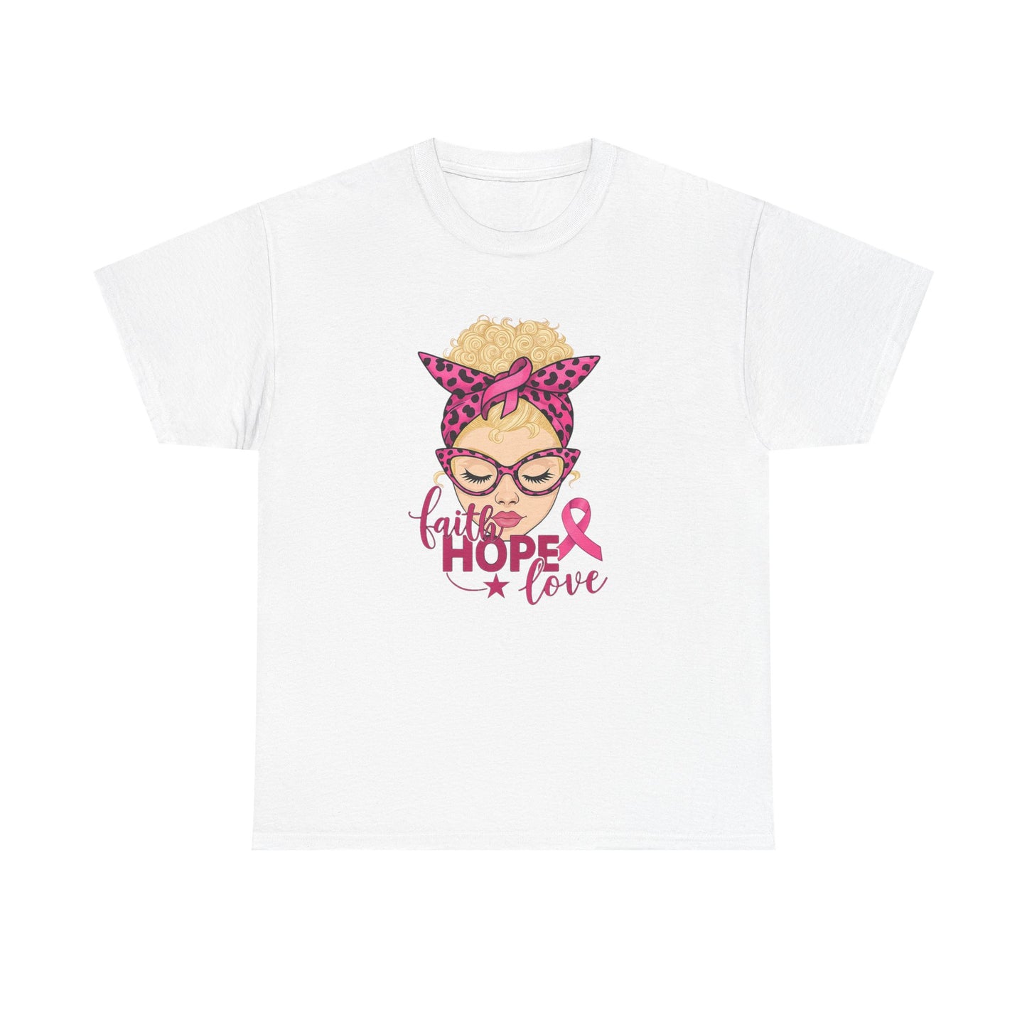 Hope Love Pink Ribbon Tee - Breast Cancer Awareness