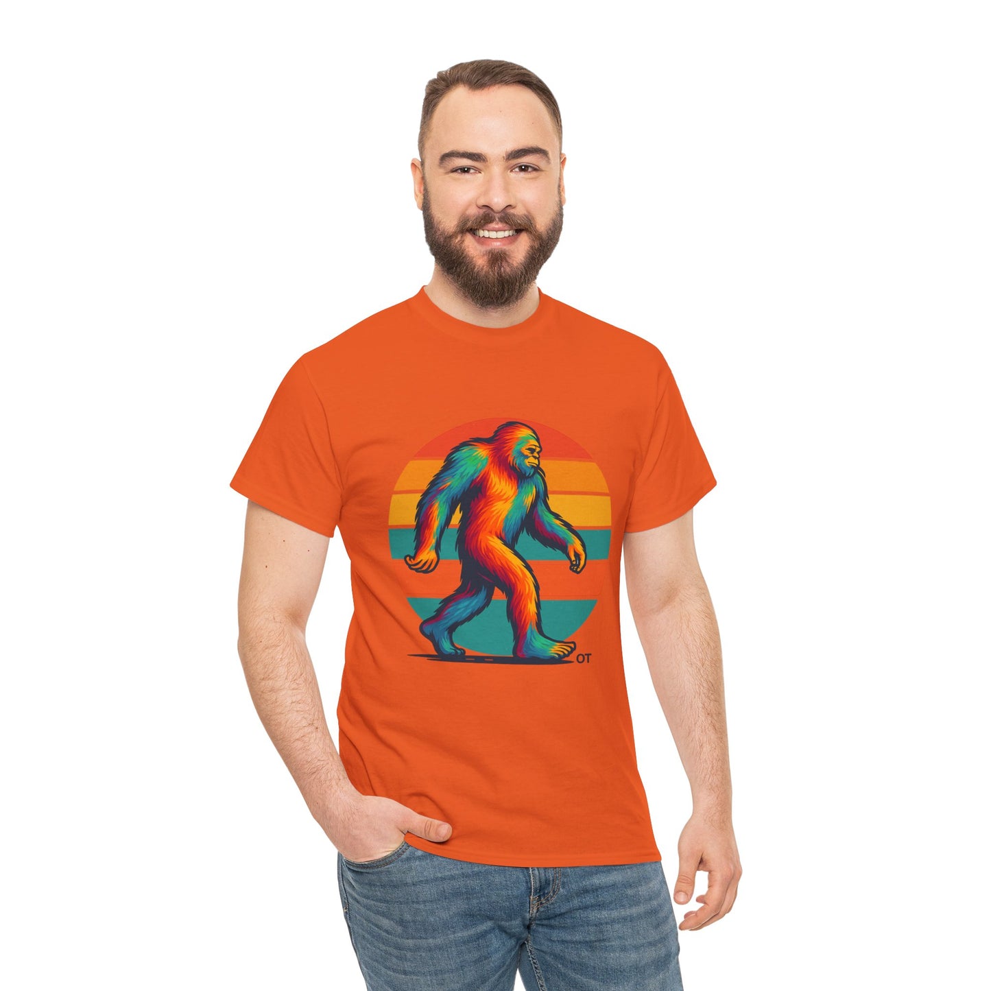 Colorful Bigfoot Unisex T-Shirt, Fun Graphic Tee for Nature Lovers, Perfect for Holidays, Festivals, Camping, Gifts