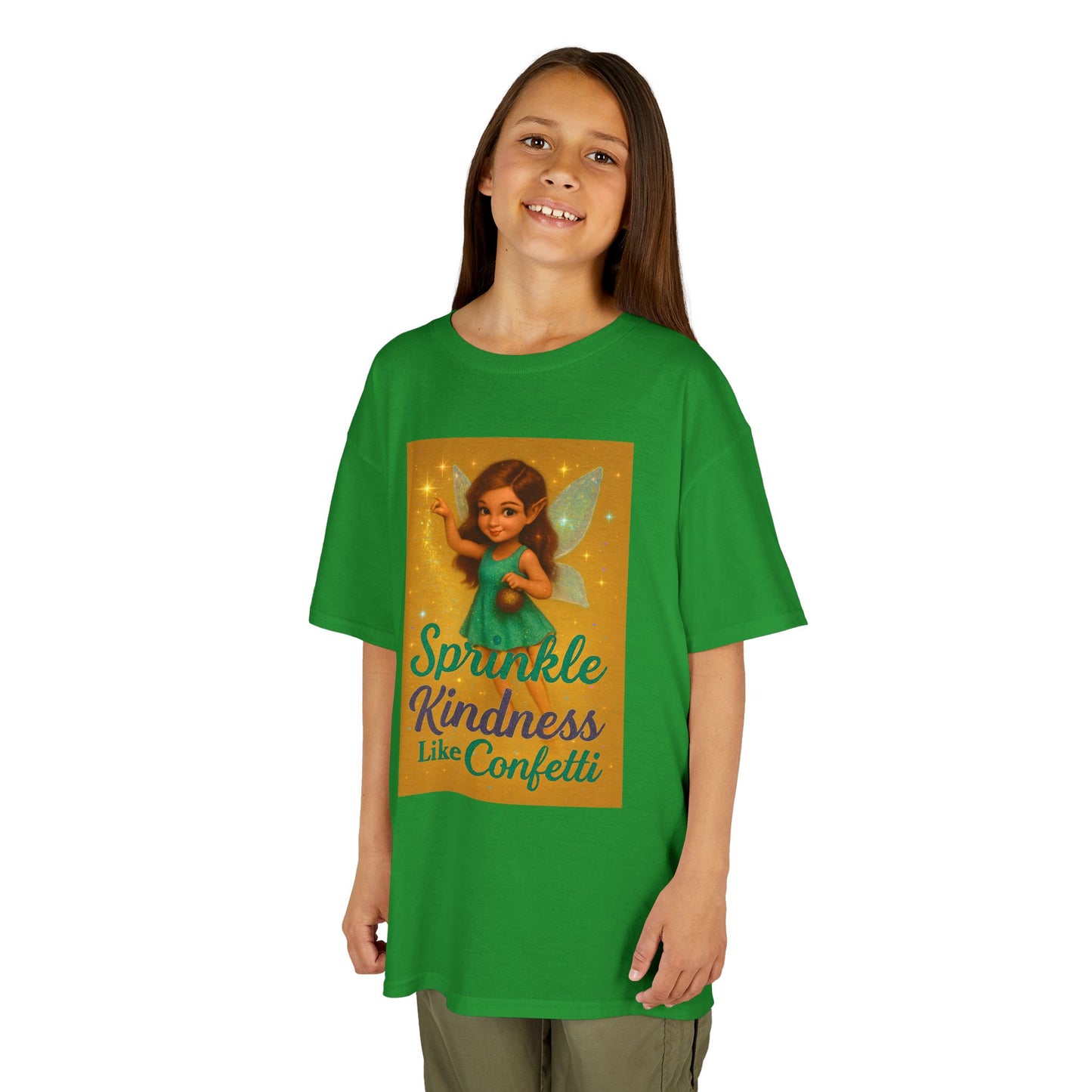 Sparkle Kindness Kids Cotton Tee - Whimsical Fairy Design, Perfect Birthday Gift, Playtime Apparel, Encouraging Message, Kids Fashion