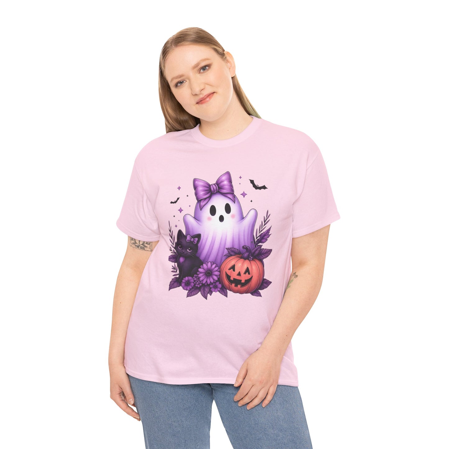 Pastel Halloween Ghost Cat Tee