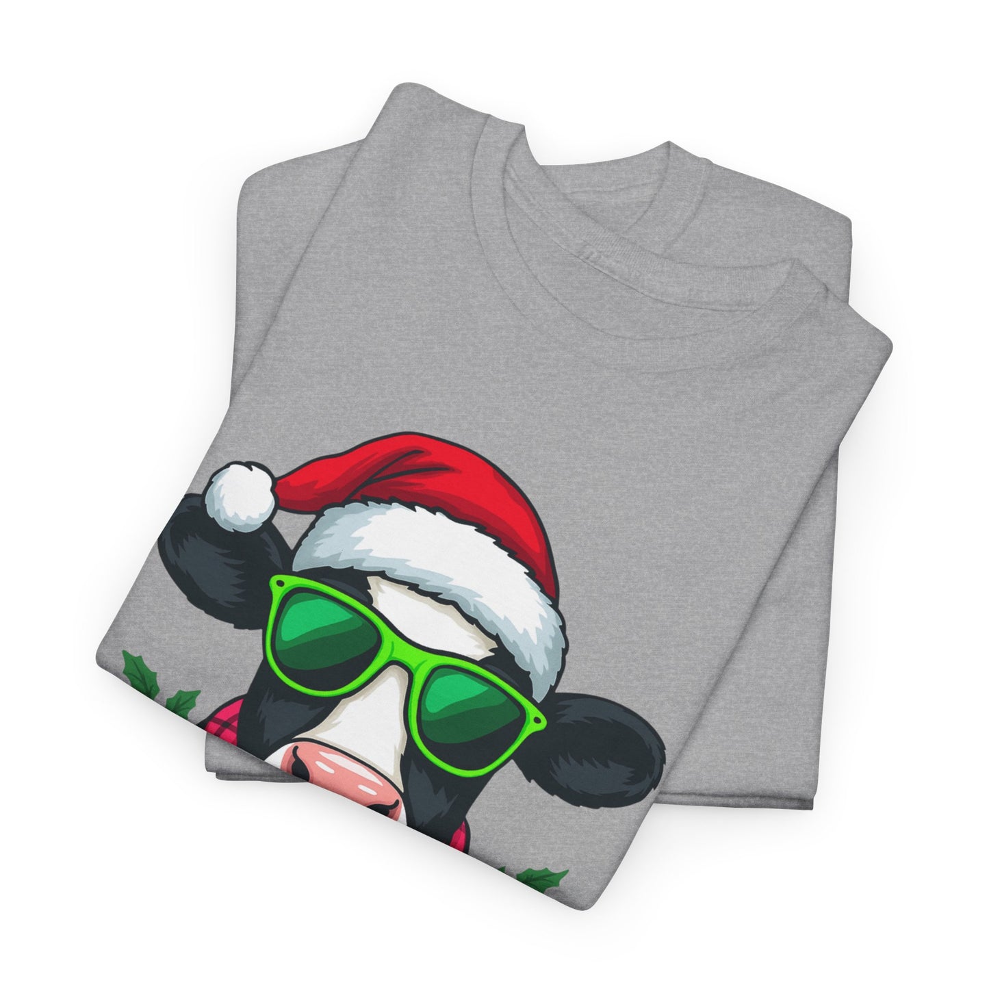 Moovey Christmas Cow Tee - Pink Plaid Scarf & Sunglasses