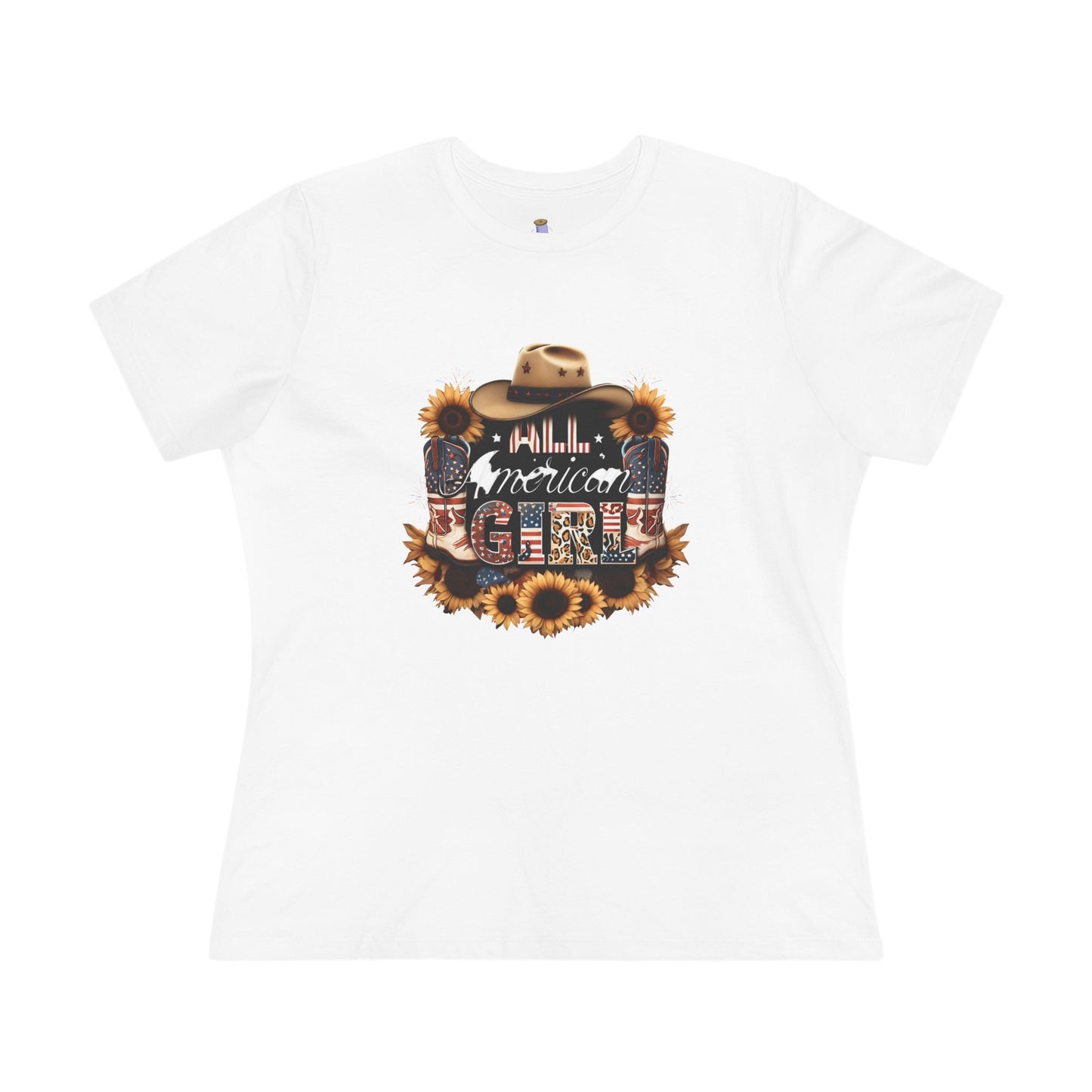 Rustic American Girl Tee, Country Style Shirt, Summer Outfit, Gift for Her, Everyday Casual Wear, Farmhouse Fashion
