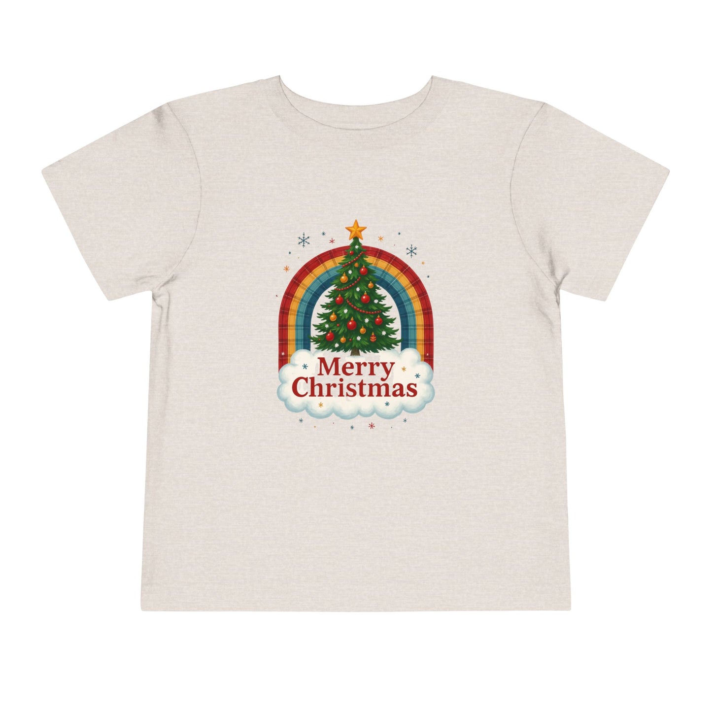 Merry Christmas Plaid Rainbow Tree Toddler Tee