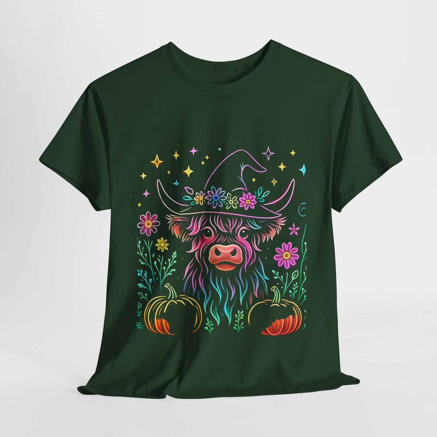 🎃 Magical Highland Cow Tee – Witchy Pumpkin Farm Shirt
