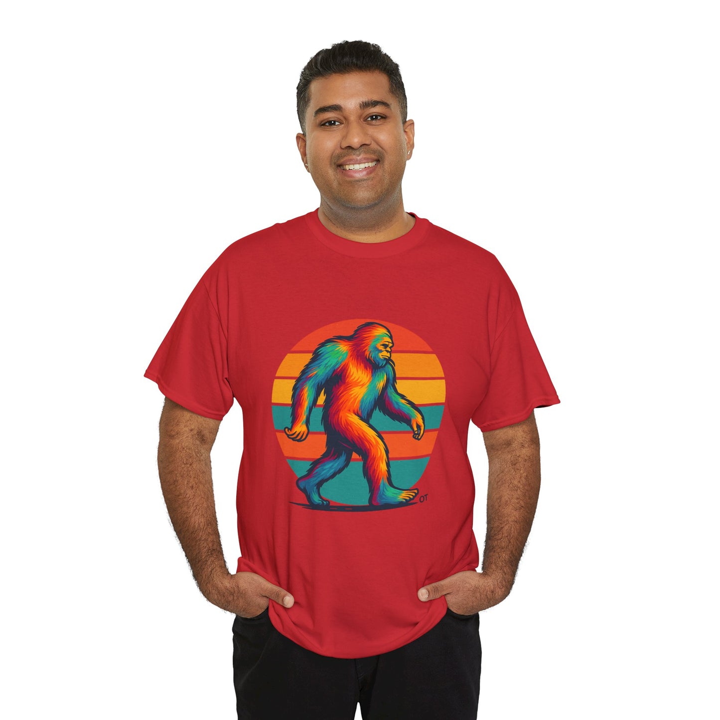 Colorful Bigfoot Unisex T-Shirt, Fun Graphic Tee for Nature Lovers, Perfect for Holidays, Festivals, Camping, Gifts