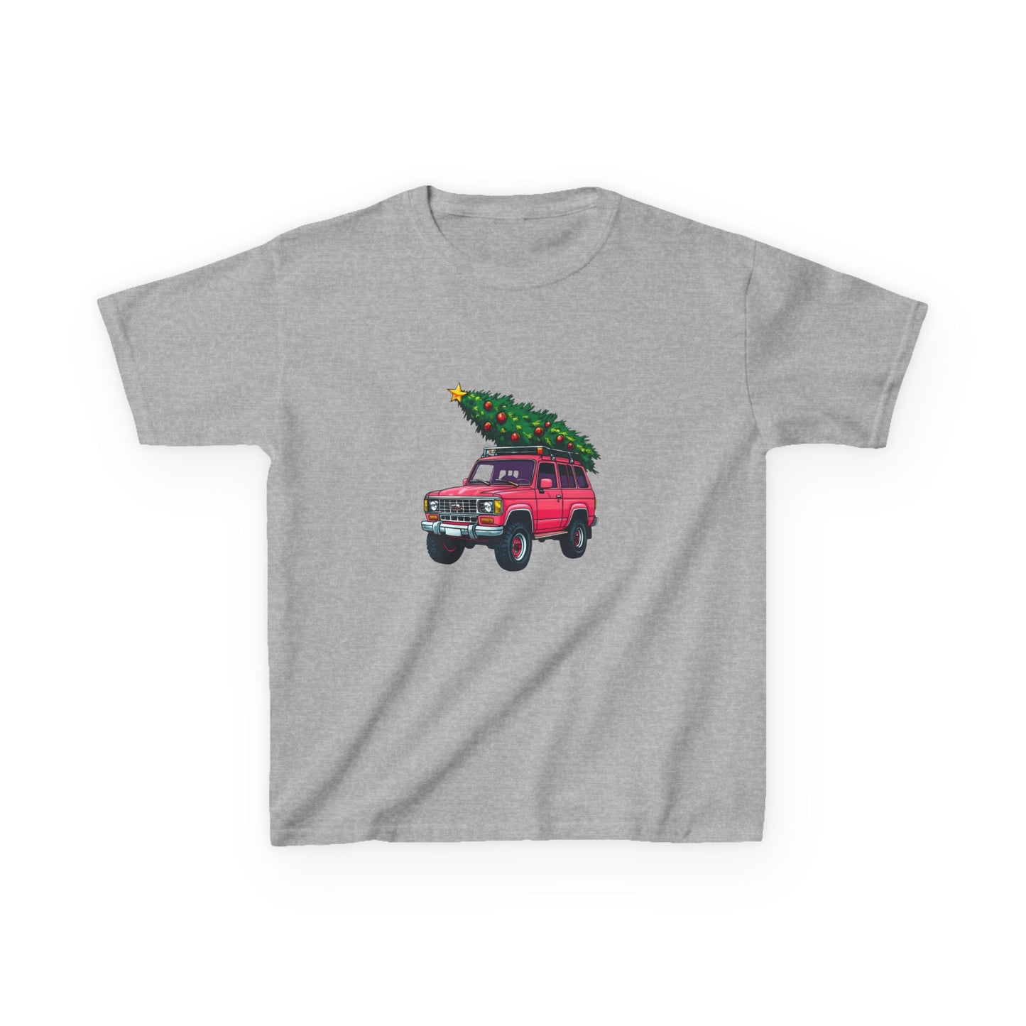 Pink SUV Dino Christmas Tree Kids Tee