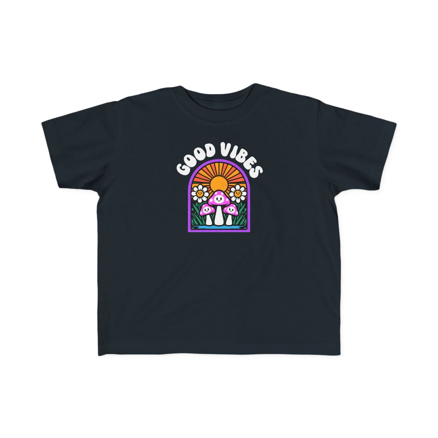 Toddler's Good Vibes Tee - Bright Jersey T-Shirt for Kids, Fun Summer Wear, Gift for Birthdays, Playdates, Rainbow Theme