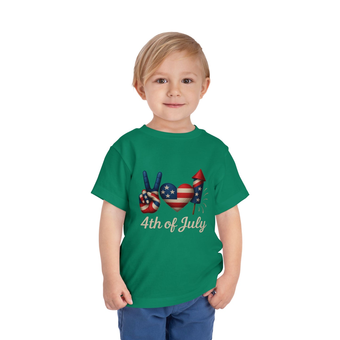 4th of July Peace & Heart Tee: Patriotic Toddler Shirt