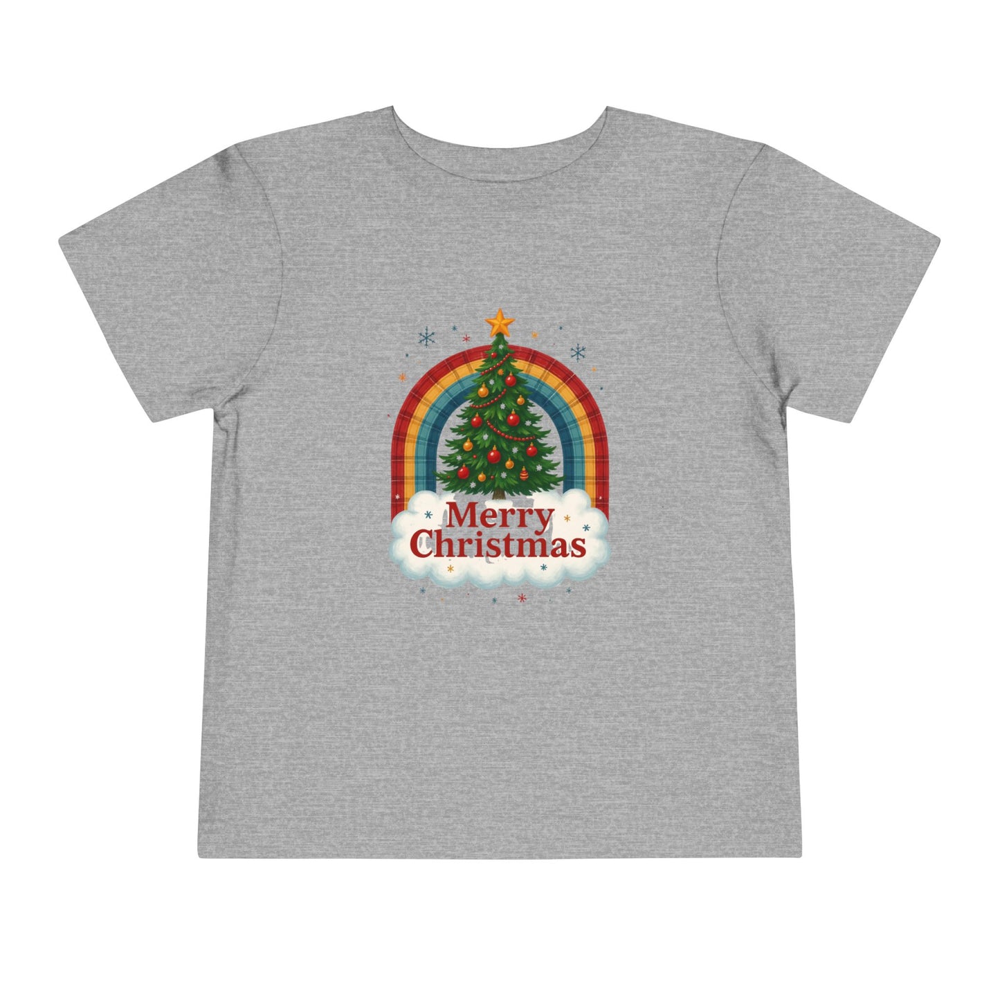 Merry Christmas Plaid Rainbow Tree Toddler Tee