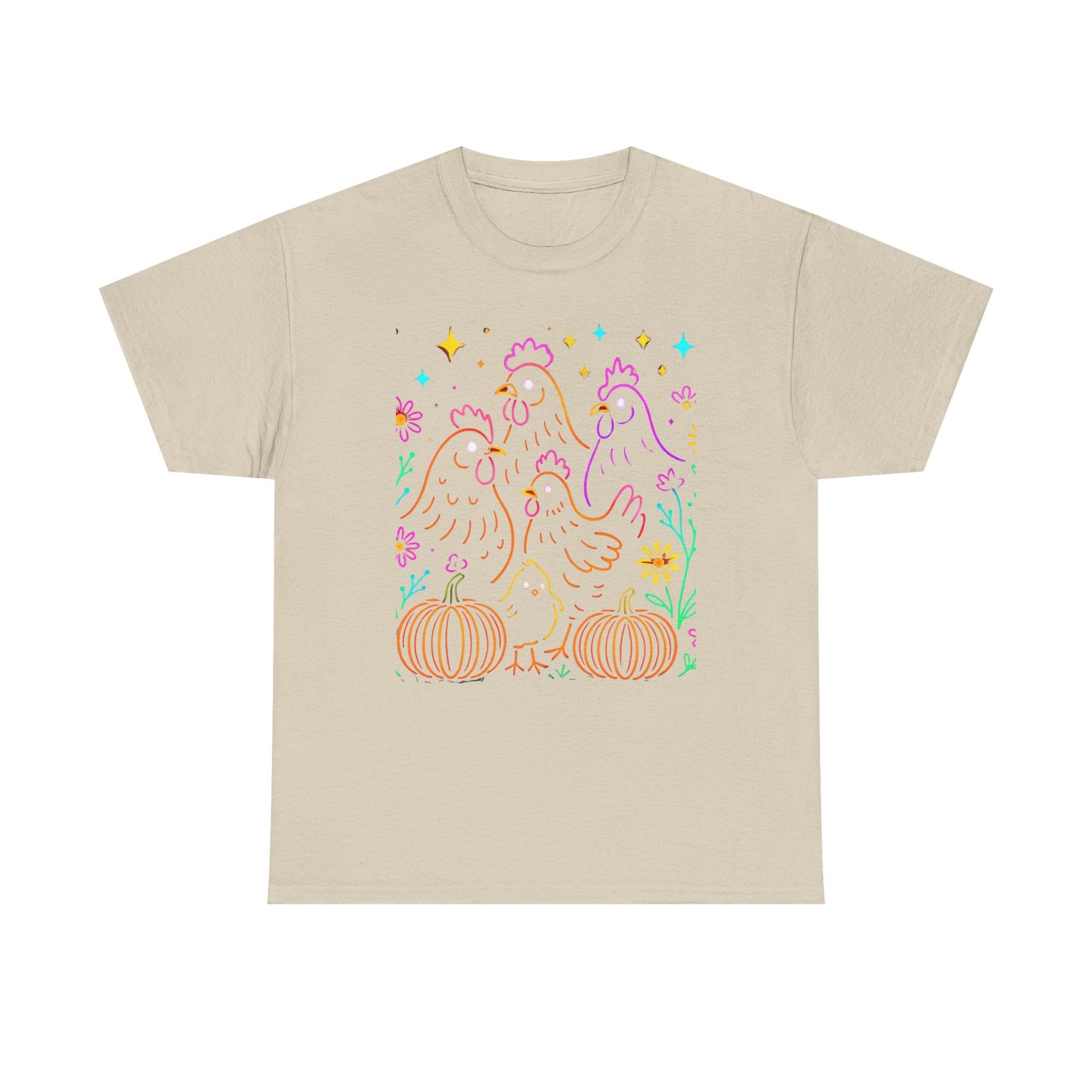 Autumn Glow Chicken Tee – Colorful Farmhouse Pumpkin Shirt