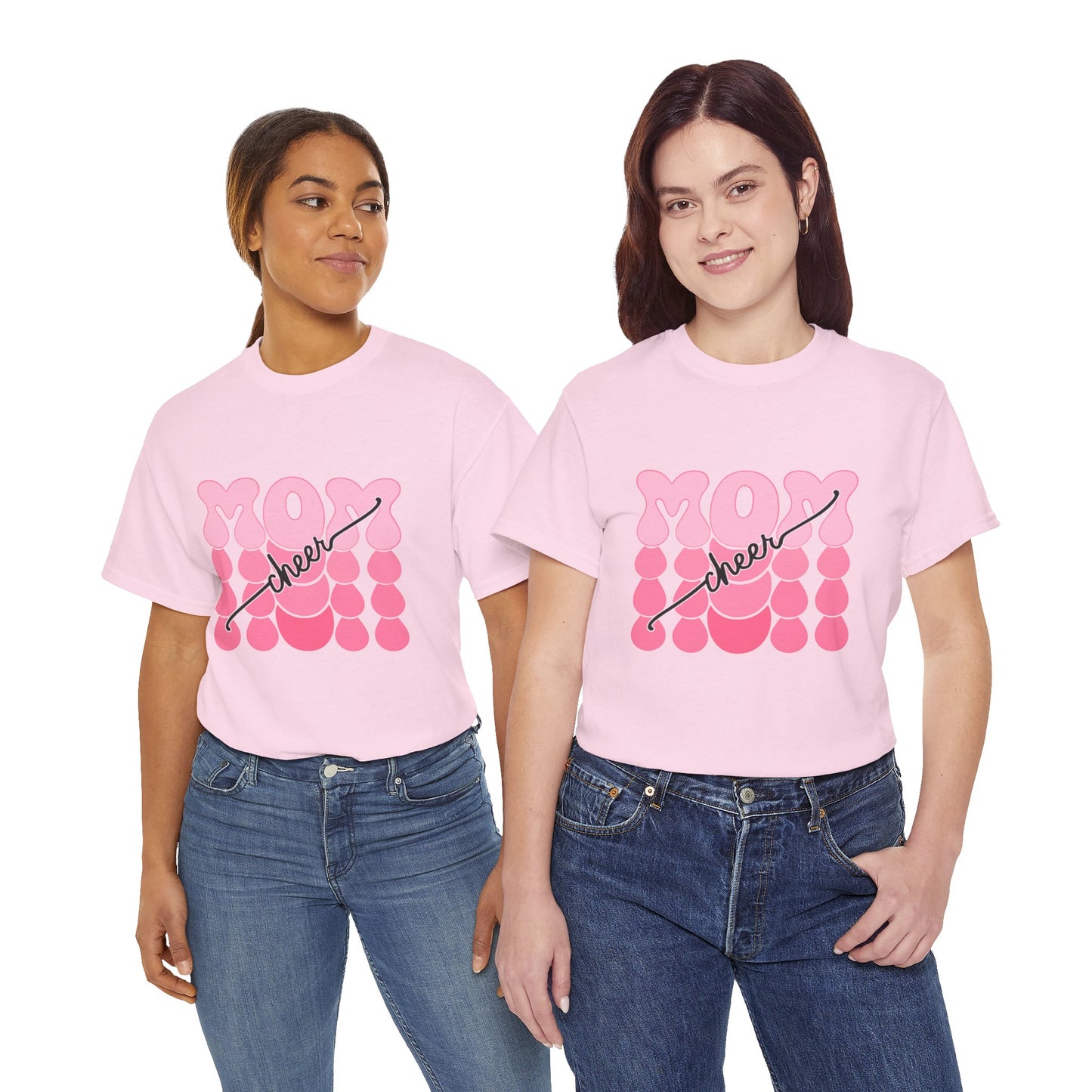 MOM Cheer – Pink Bubble Letter Spirit Tee