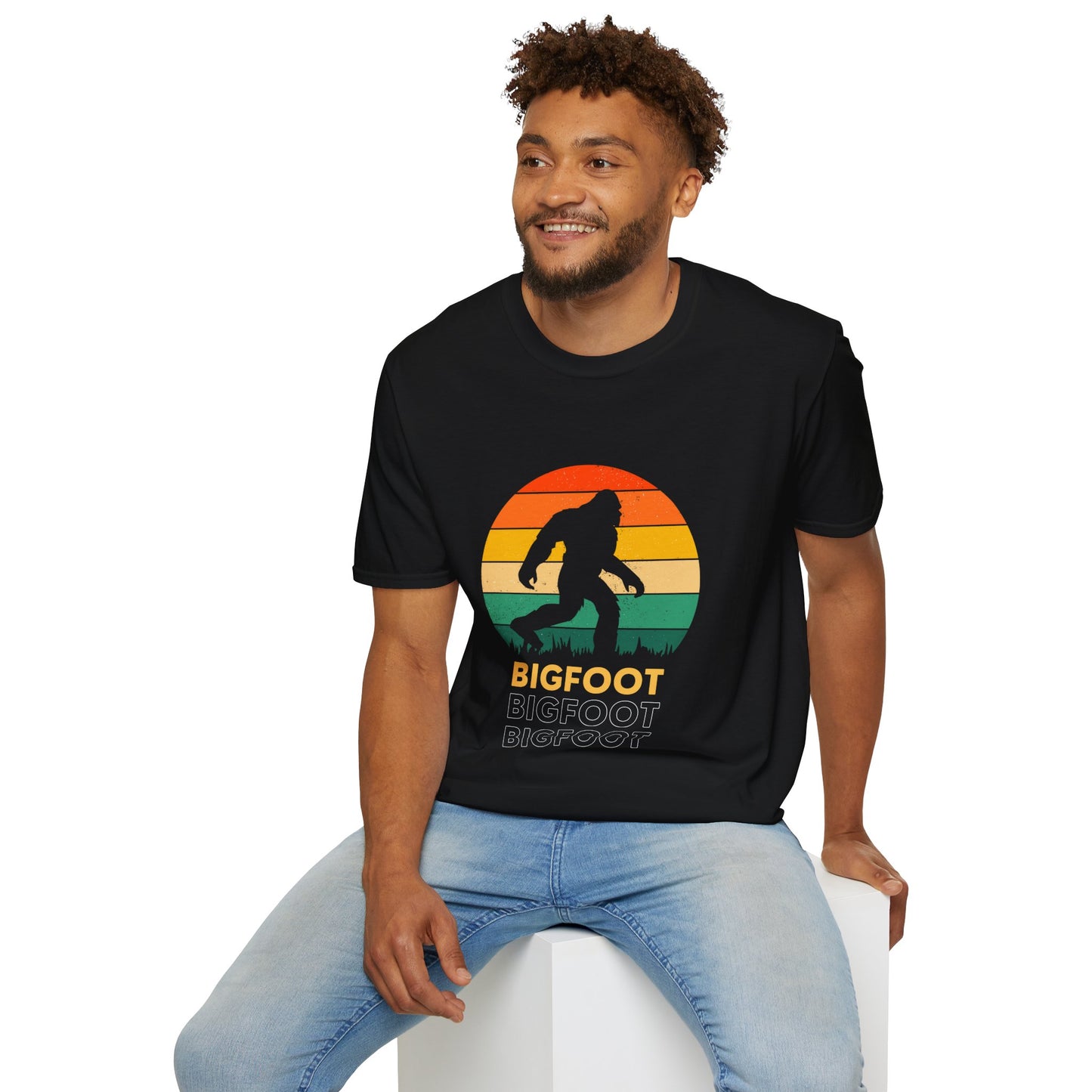 Bigfoot Adventure Unisex Softstyle T-Shirt, Casual Tee for Nature Lovers, Summer Vibe Shirt, Gift for Outdoor Enthusiasts, Hiking Apparel