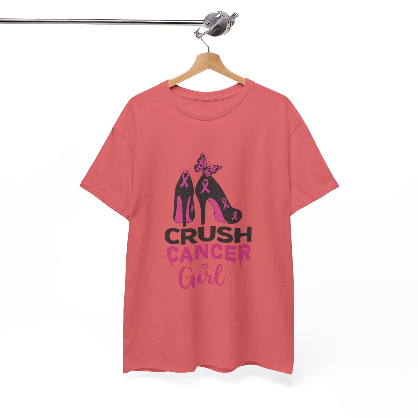 Crush Cancer Girl Tee: High Heels, Pink Ribbon, Hope