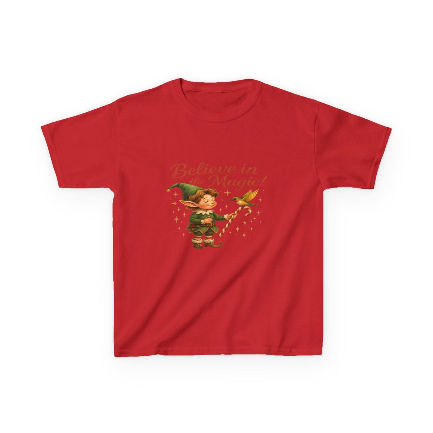 Believe in the Magic Elf & Dino Christmas Kids Tee