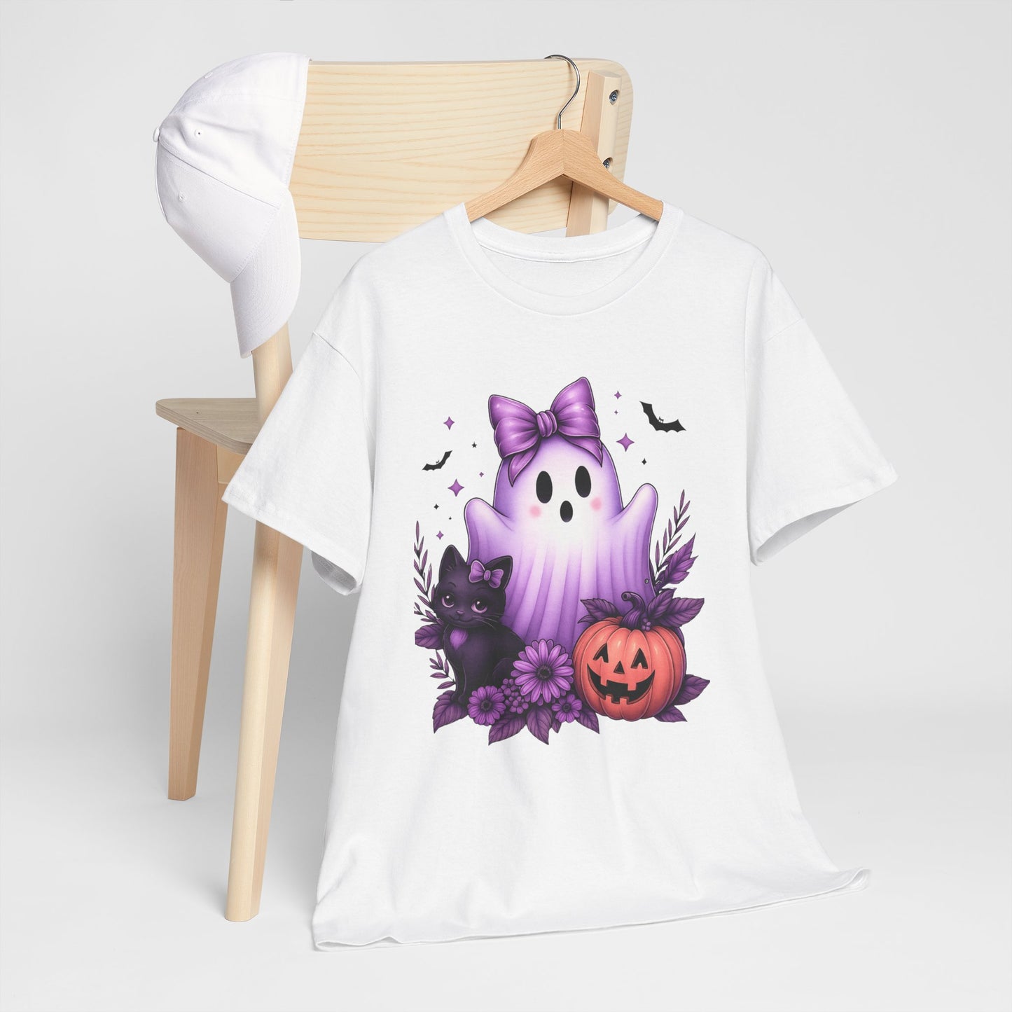 Pastel Halloween Ghost Cat Tee