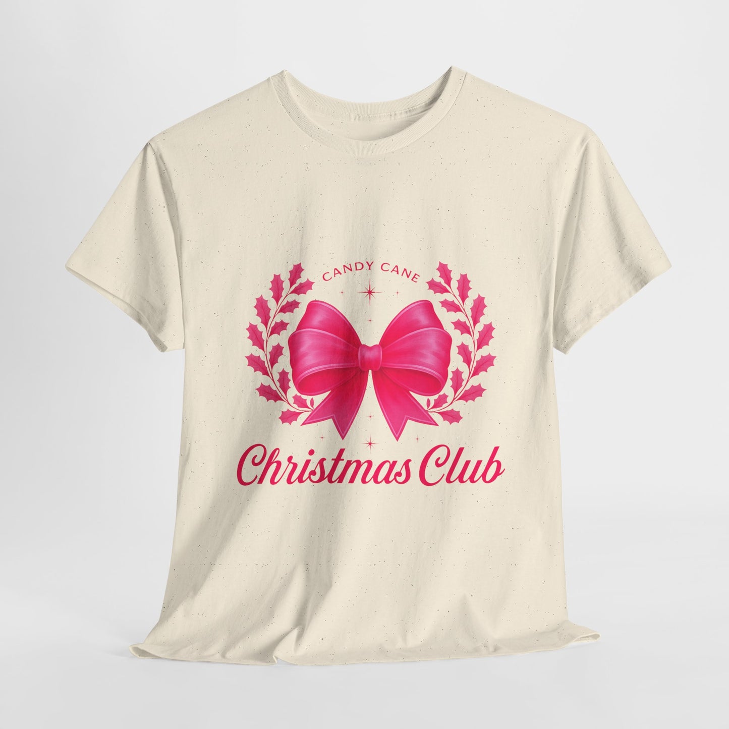 Christmas Tee with Pink Bow and Candy Cane Christmas Club Text