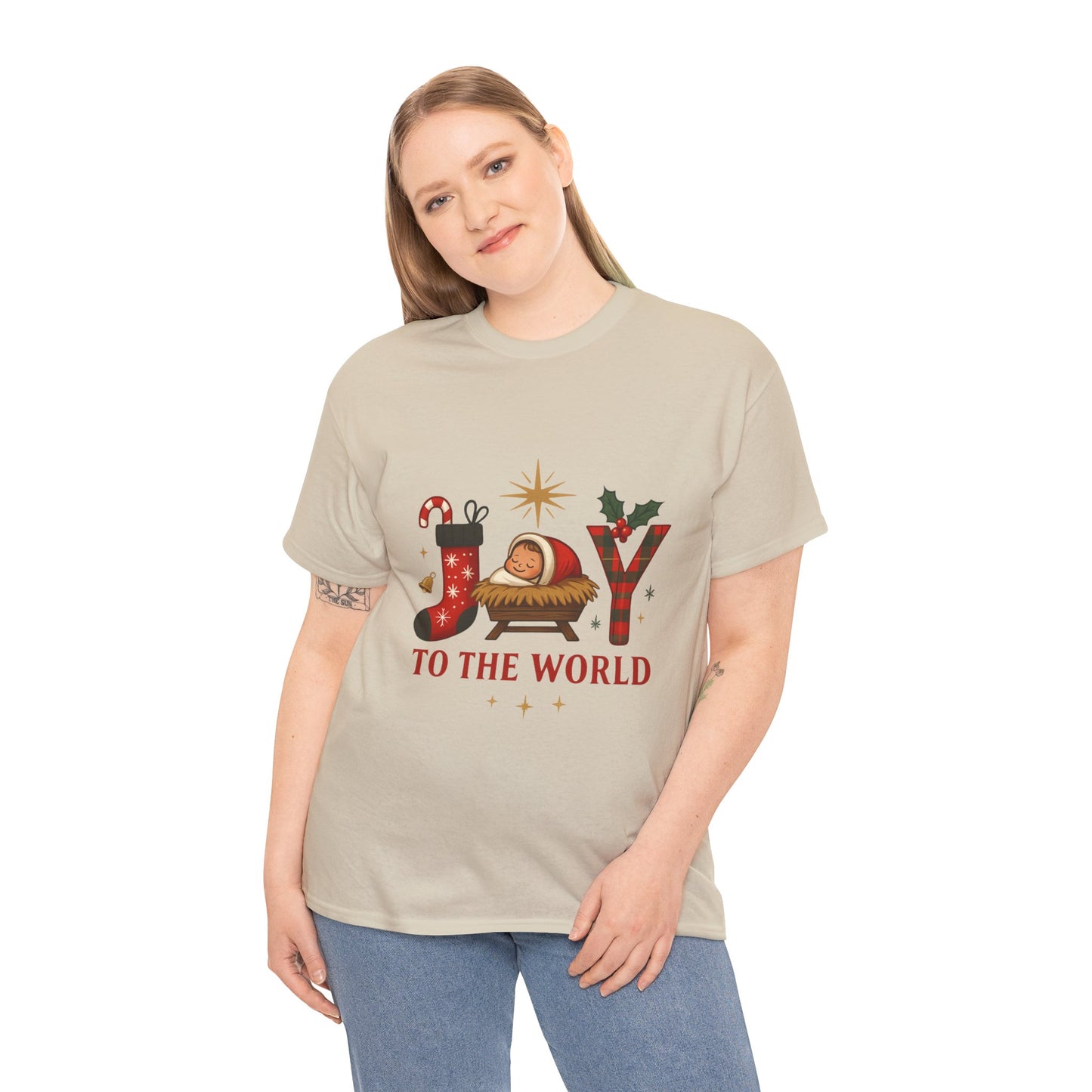 Christmas Joy Unisex Tee with Baby Jesus Illustration