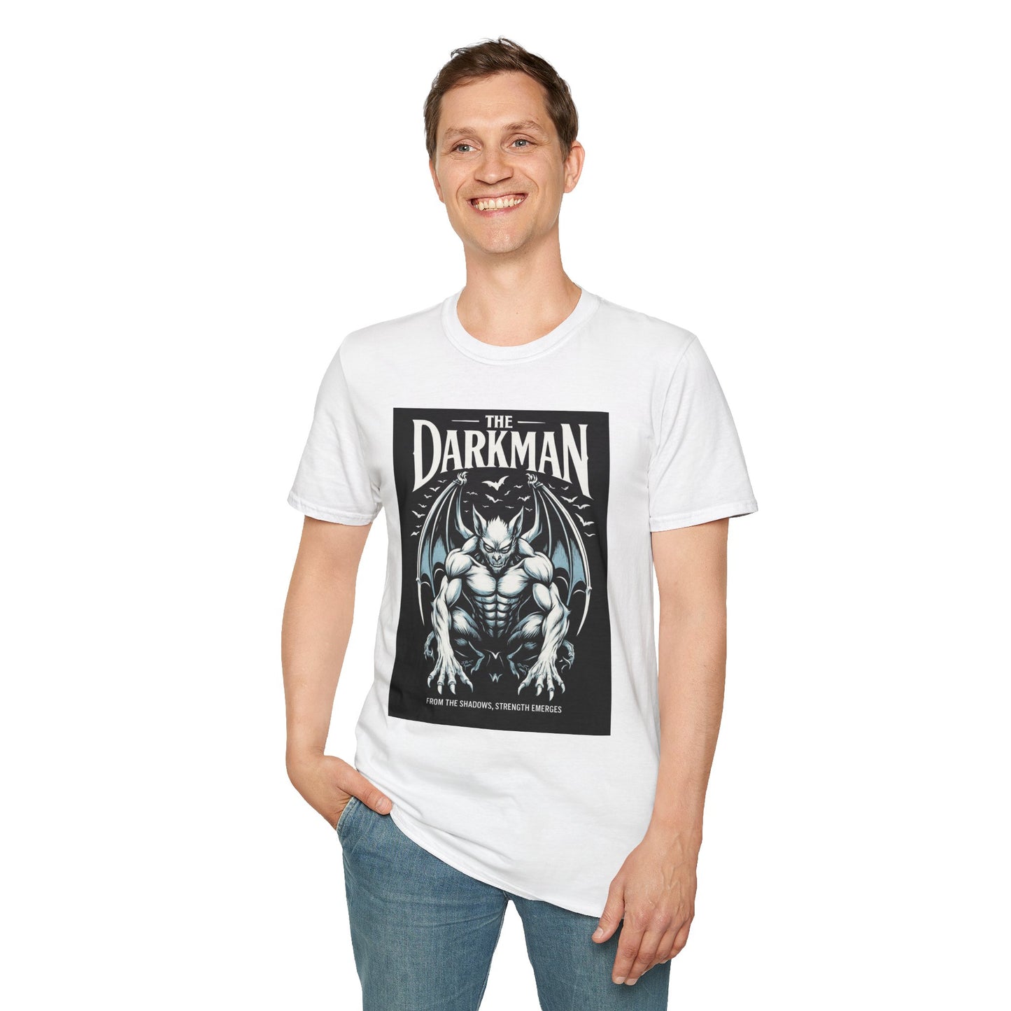 Darkman Graphic T-Shirt, Unisex Softstyle Tee, Edgy Apparel, Casual Wear, Halloween Costume, Gift for Him/Her