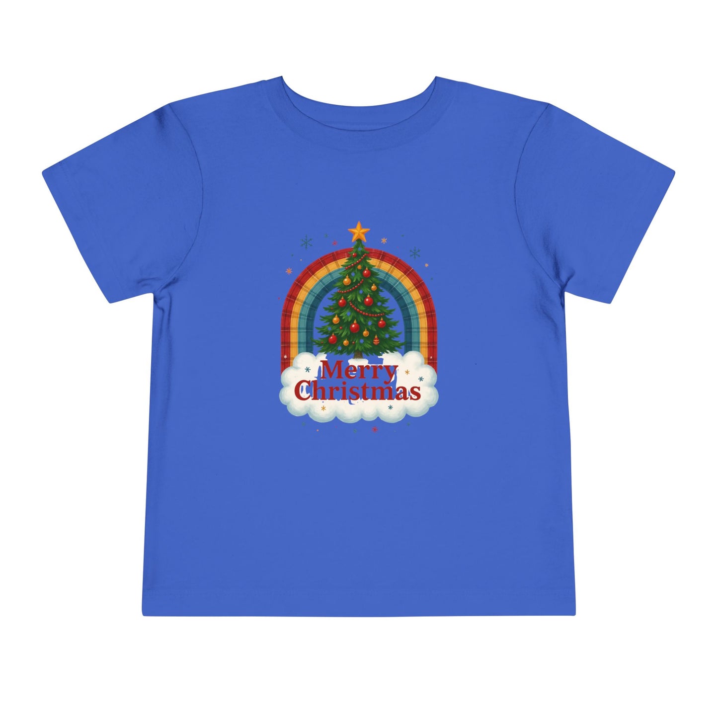 Merry Christmas Plaid Rainbow Tree Toddler Tee