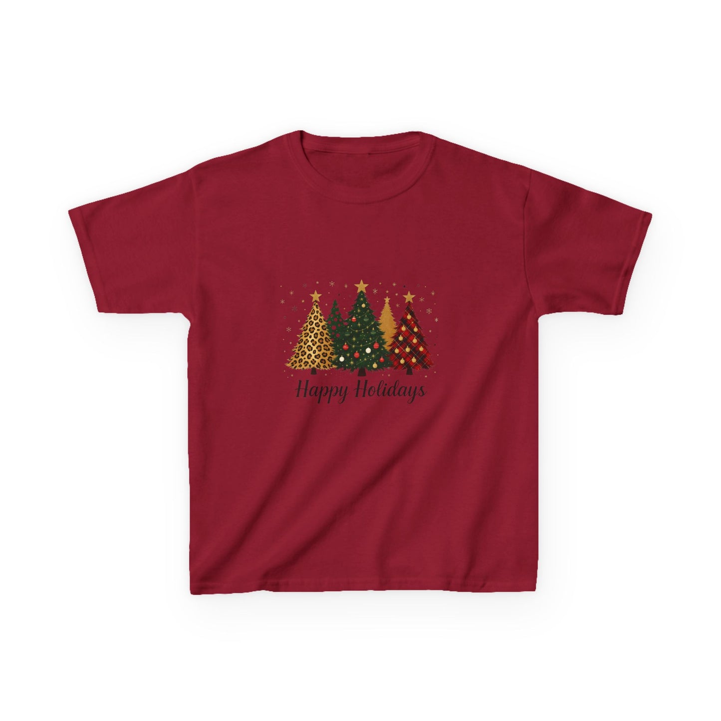 Happy Holidays Dino Tree Kids Tee - Festive Christmas Shirt