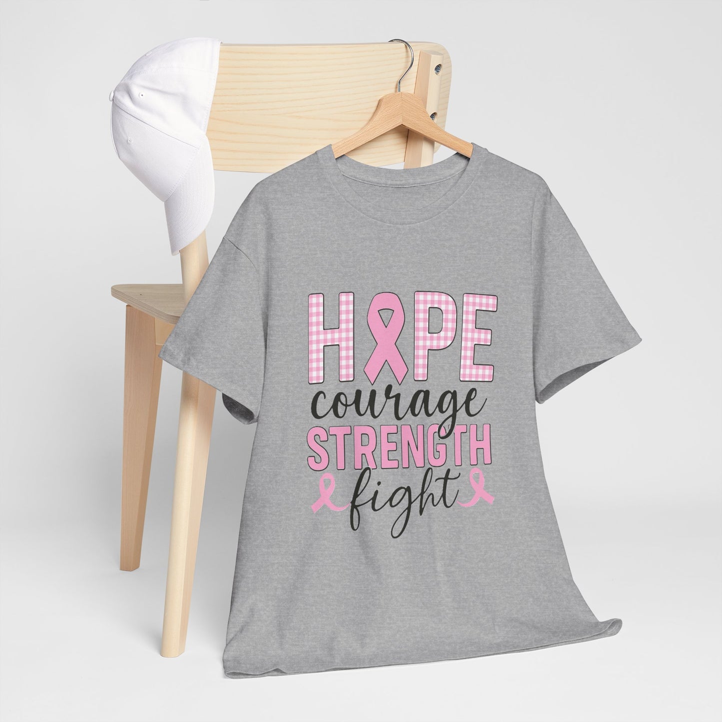 Hope, Courage & Strength Pink Ribbon Awareness Tee