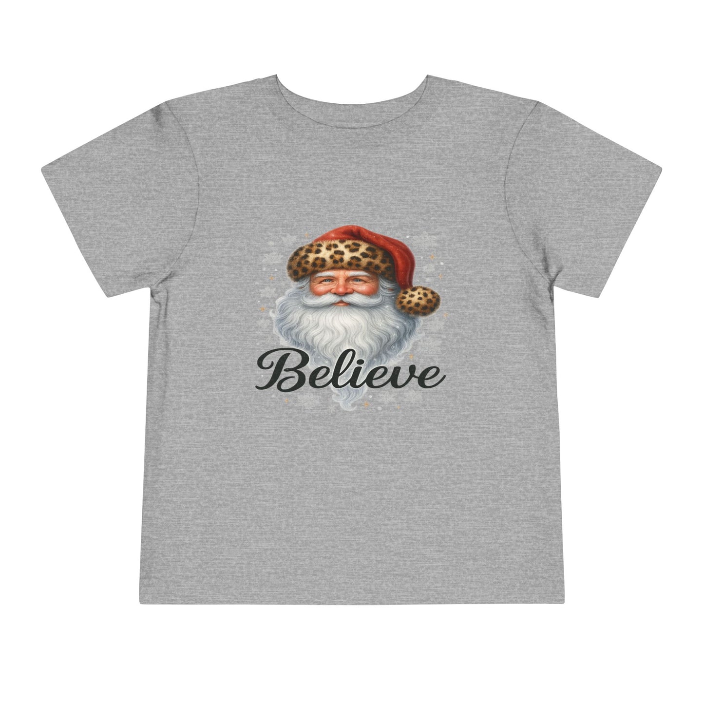 Believe Santa Leopard Print Toddler Christmas Tee