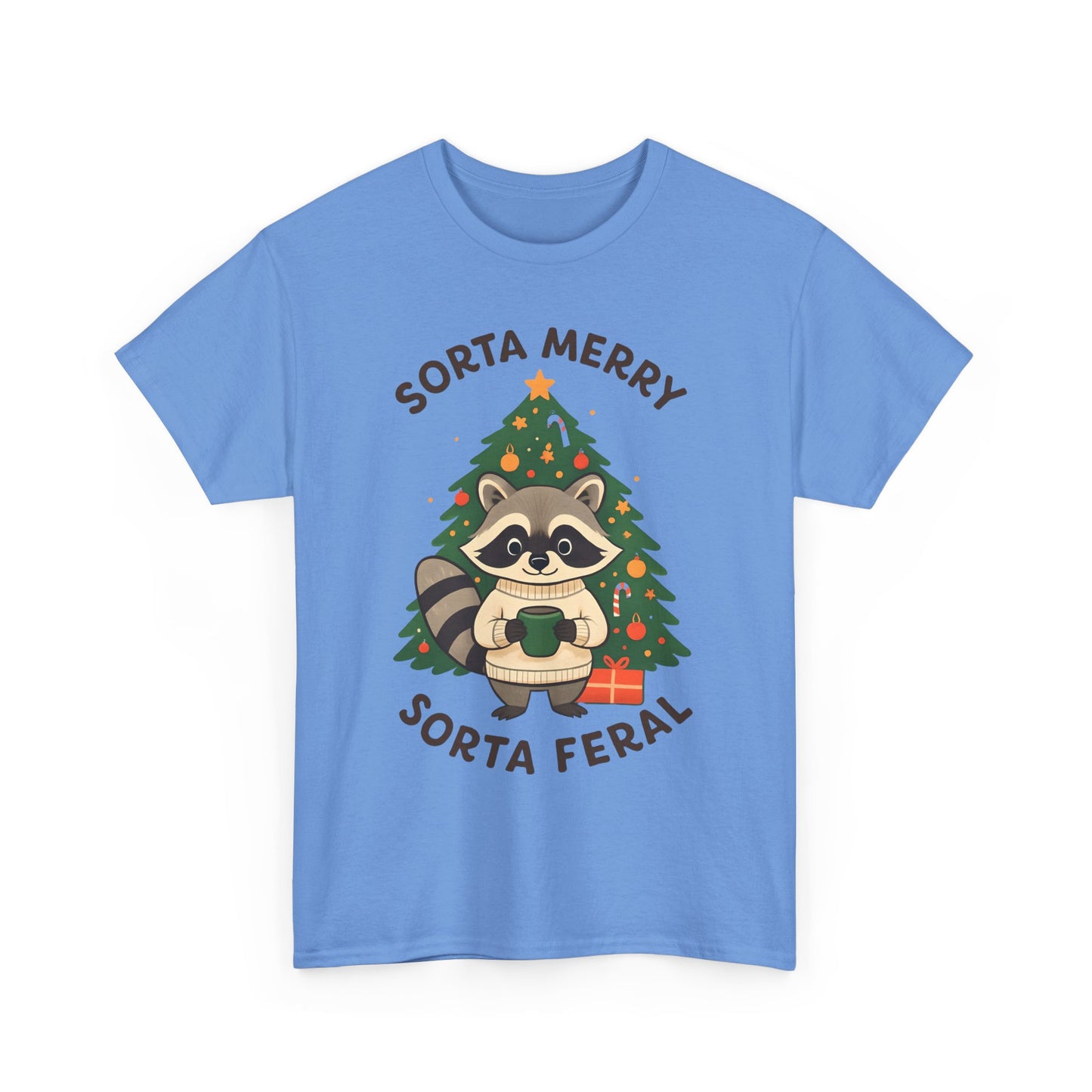 Sorta Merry Sorta Feral Raccoon Christmas Tee