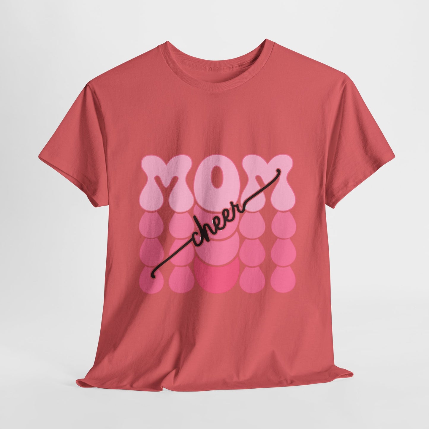 MOM Cheer – Pink Bubble Letter Spirit Tee