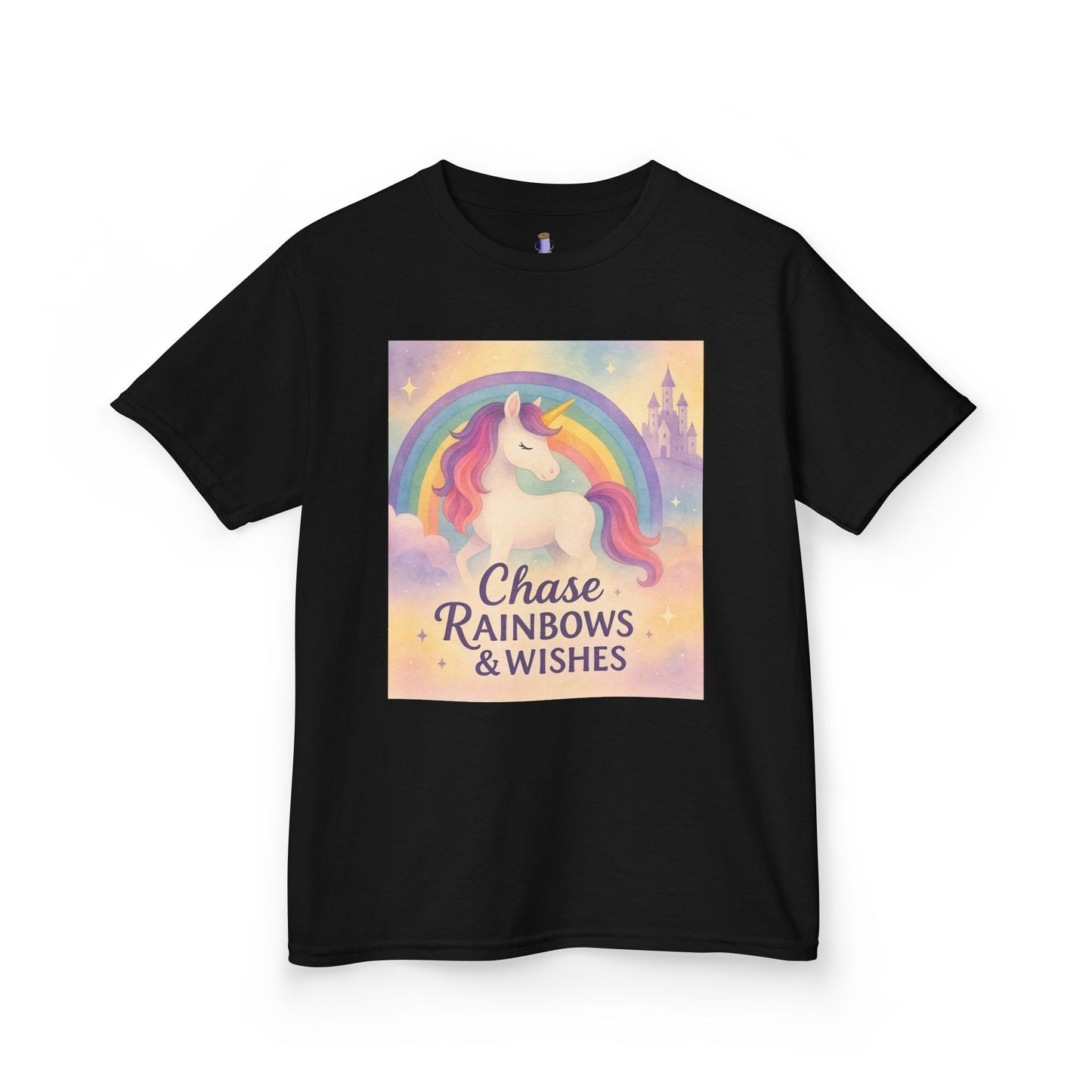 Chase Rainbows & Wishes Unicorn Kids Tee, Magical T-Shirt, Birthday Gift for Kids, Unicorn Lover Apparel, Playful Cotton Tee